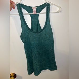 Teal flower textured tank top XS